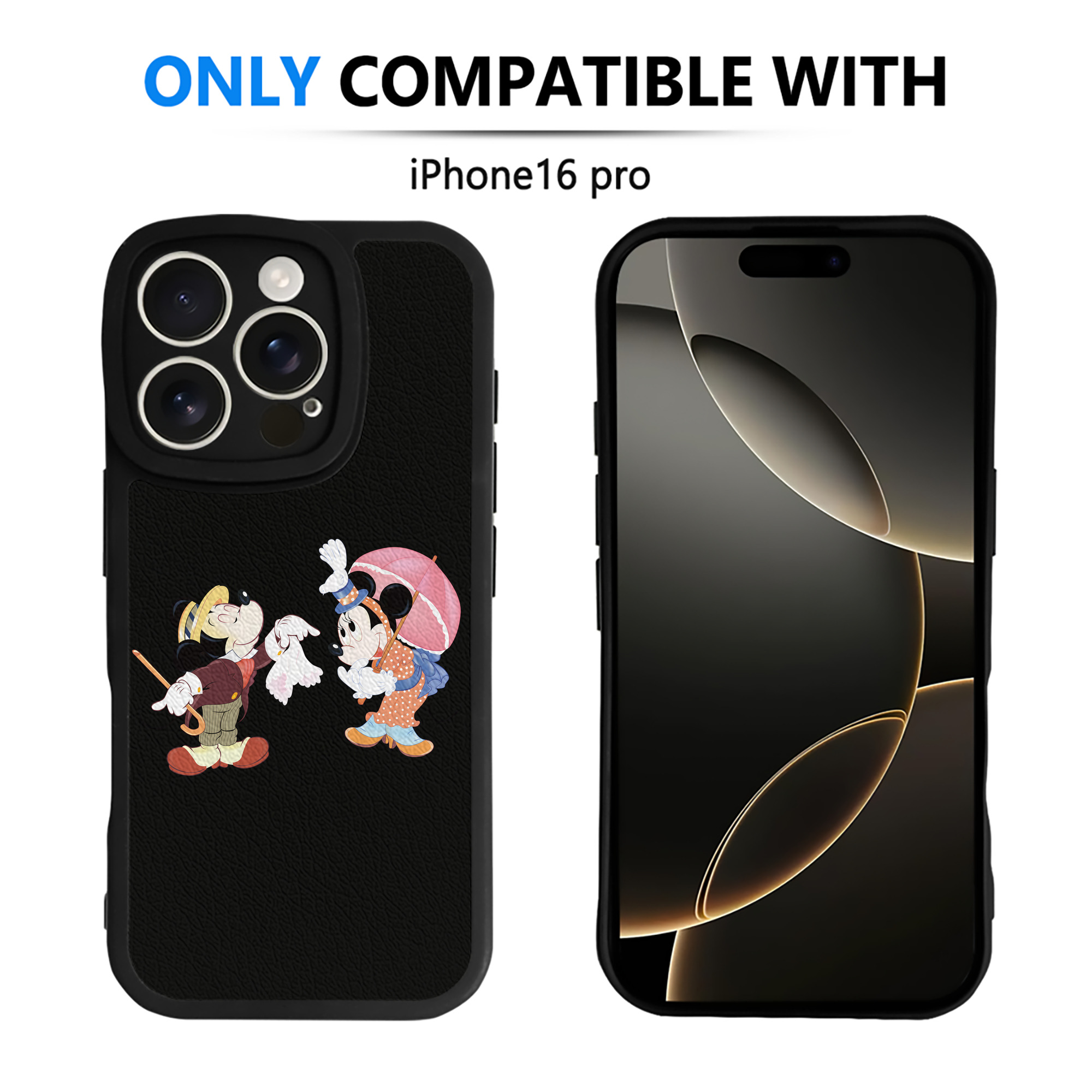 （画像用） ミッキーマウス Mickey Mouse 【iPhone 16シリーズ対応】シリコンスマホケース（レザー調） 材質：シリコン